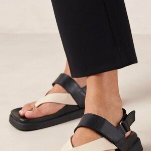 ALOHAS Black and Cream Sandals with Ankle Strap